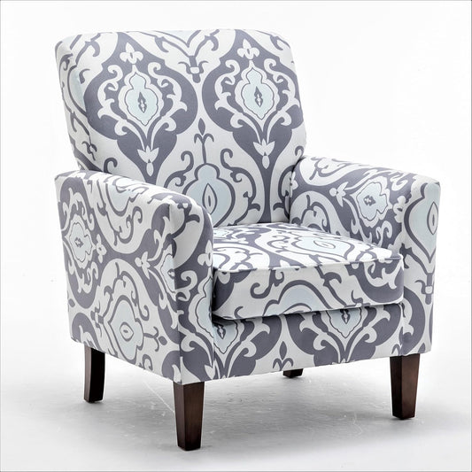 US Pride Furniture Modern Accent Armchair for Office and Living Room Decor with Birch Wood Frame and Microfiber Upholstery, Easily Assembled Arm Chair with Removable Cushions, 05 Printed Fabric