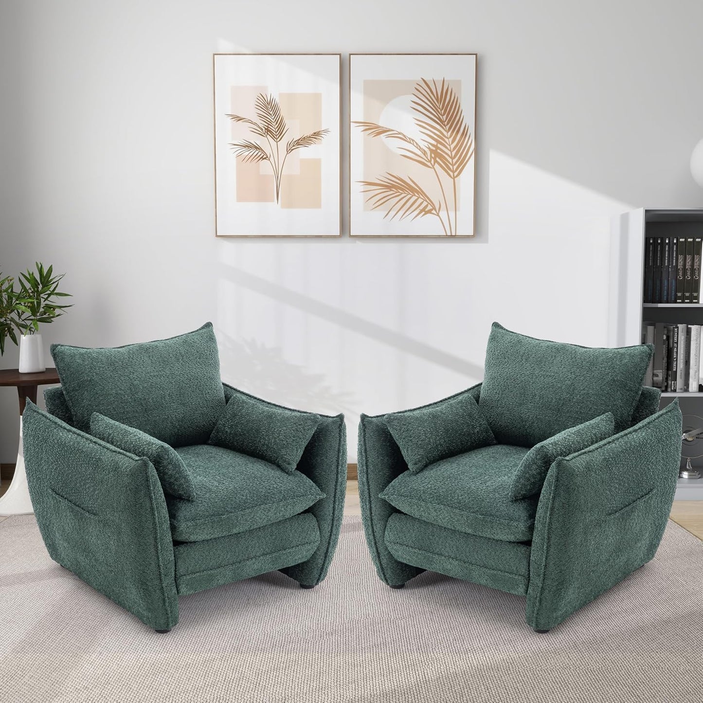 35.82" Upholstered Oversized Accent Chair Wide with Pillows, Chenille Deep Seat Reading Oversized Armchair Modern Comfy, for Living Room,Bedroom,Apartment,Office (Pink)