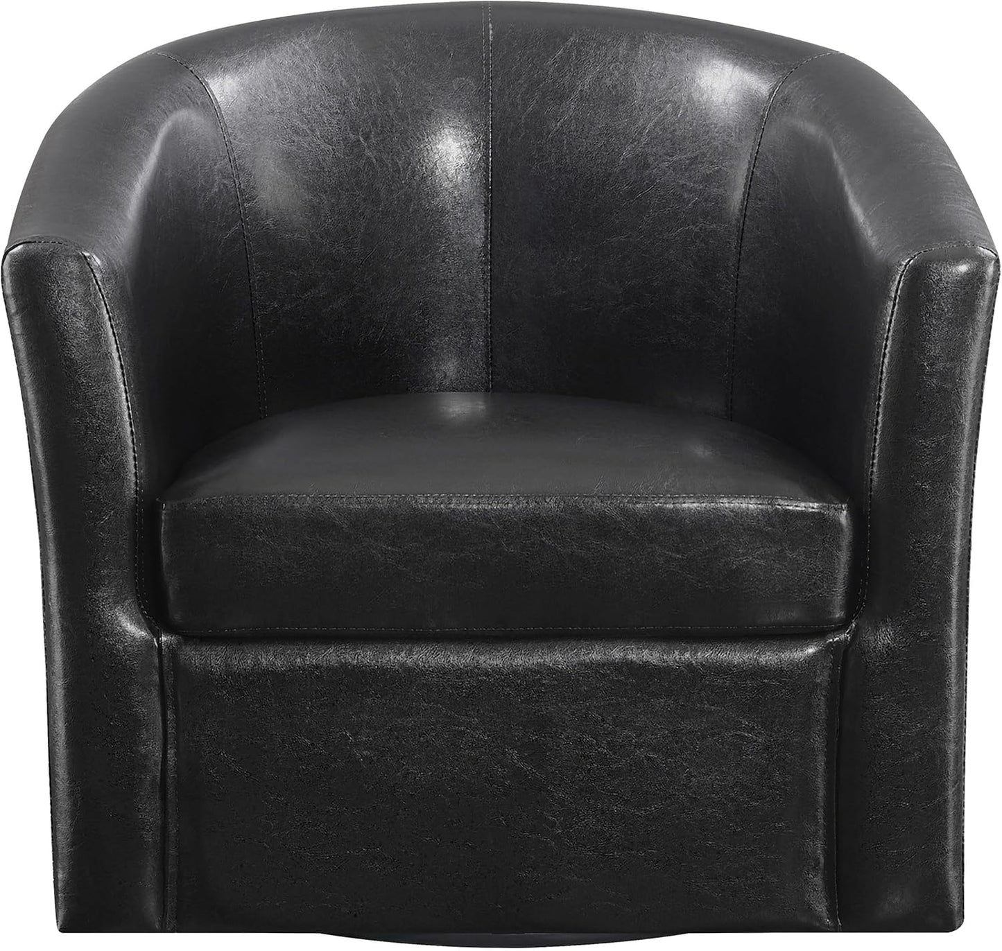 Coaster Home Furnishings - Turner - Upholstered Barrel Back Swivel Chair with Dark Brown Leatherette, Foam Cushion and Swivel Base - Living Room - Dark Brown - 902098