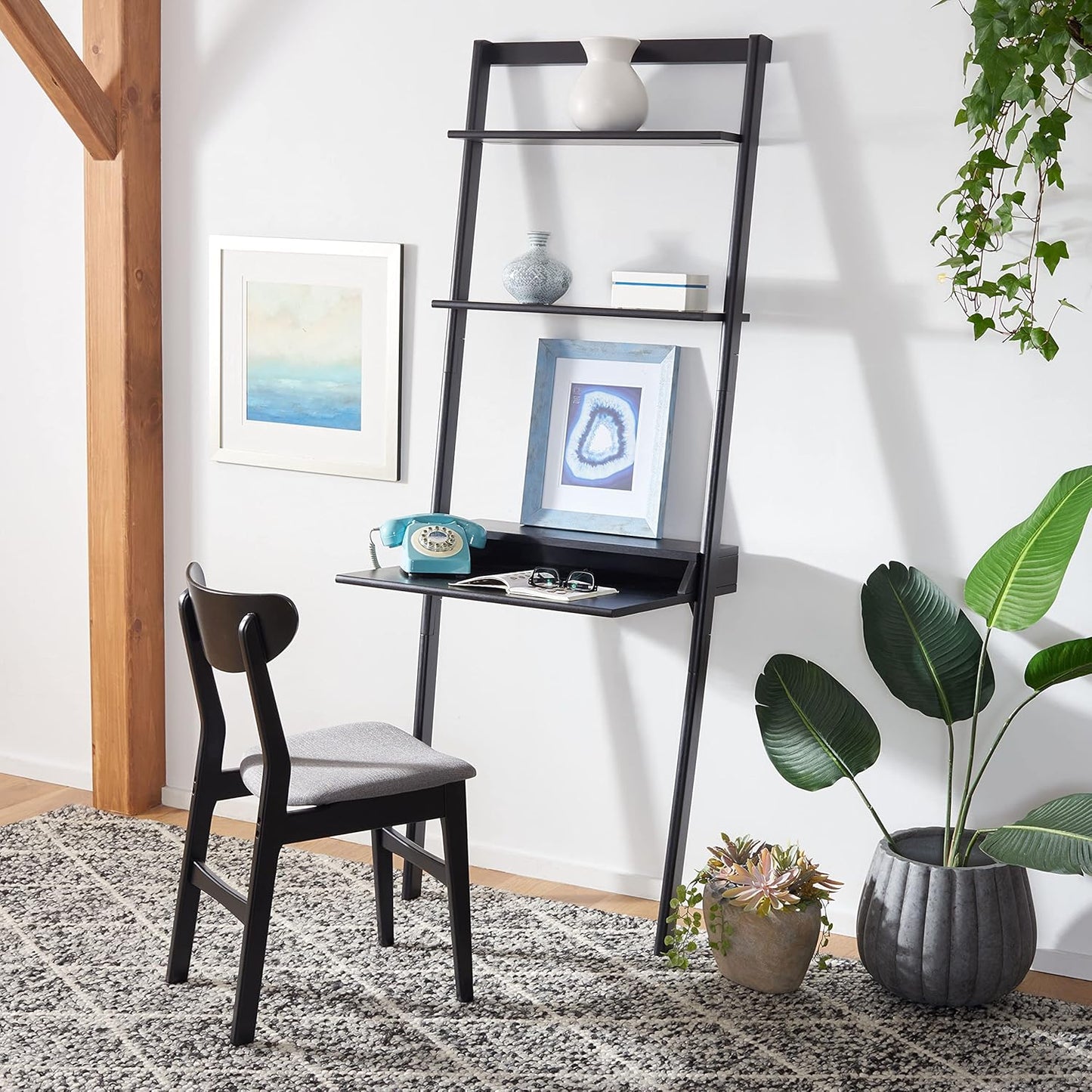 SAFAVIEH Home Collection Pamella Black 2-Shelf Computer Table Office Writing Leaning Desk