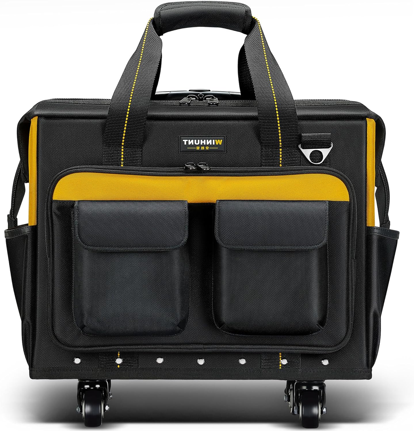 Roller Tool Bag with Four Spinner Wheels, Portable Large Rolling Tool Bag with Swivel Caster Wheels, Steel Plate Base, Waterproof