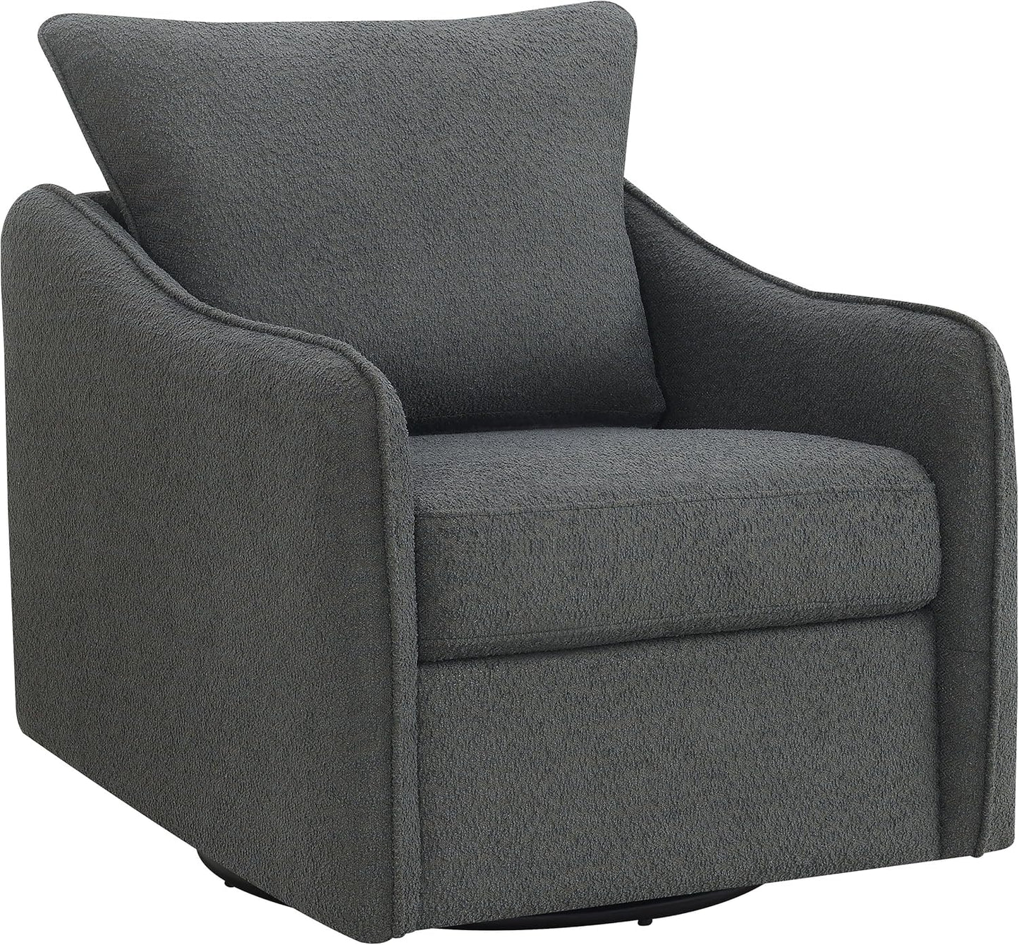 Coaster Home Furnishings - Madia - Upholstered Accent Chair with Sloped Arms, 360-Degree Swivel Base and Padded Cushion - Living Room - Charcoal - 903393