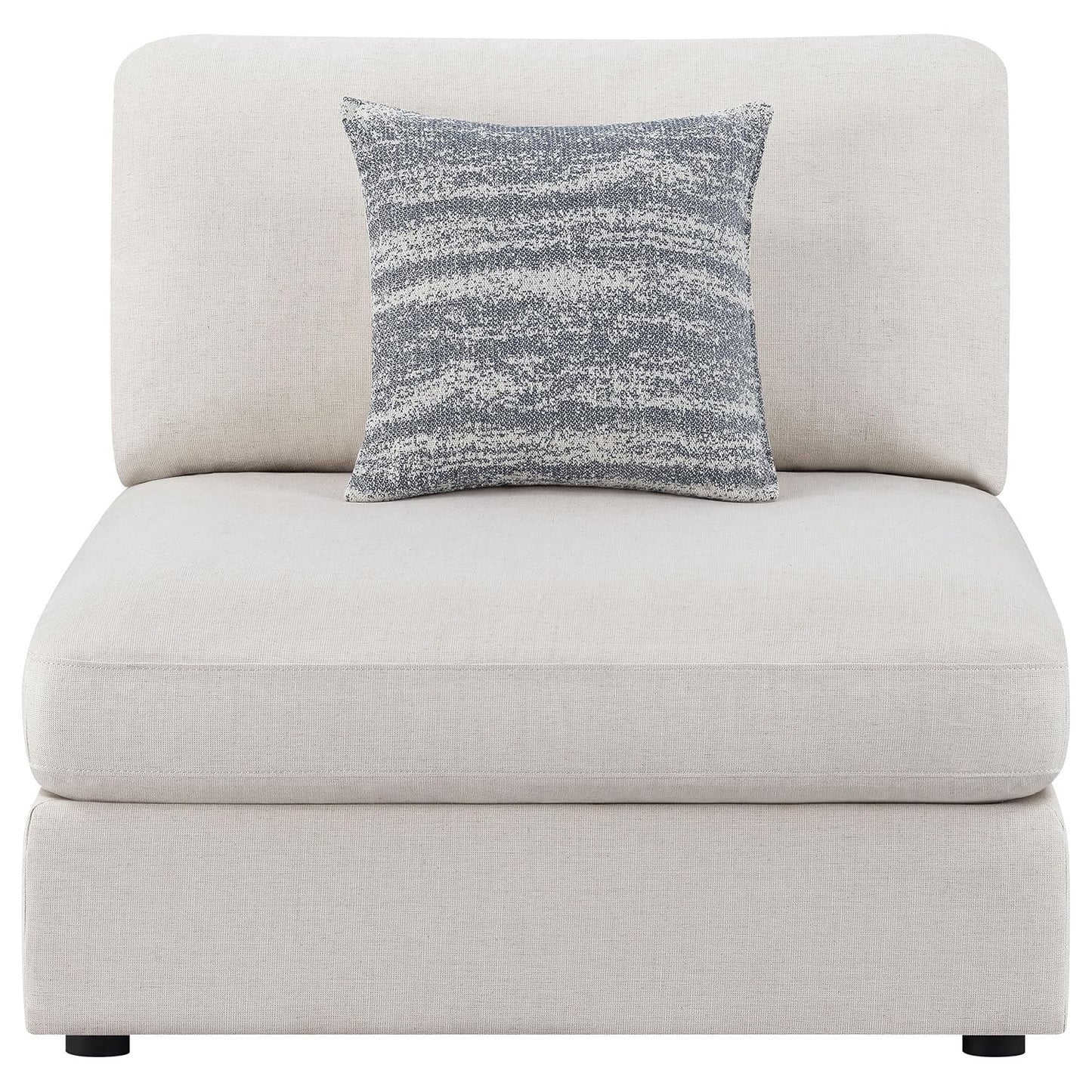 Coaster Home Furnishings - Serene - Wood - Upholstered Armless Accent Chair with Reversible Cushions, Thick Back Pillow and Transitional Style - Living Room - Beige - 551321