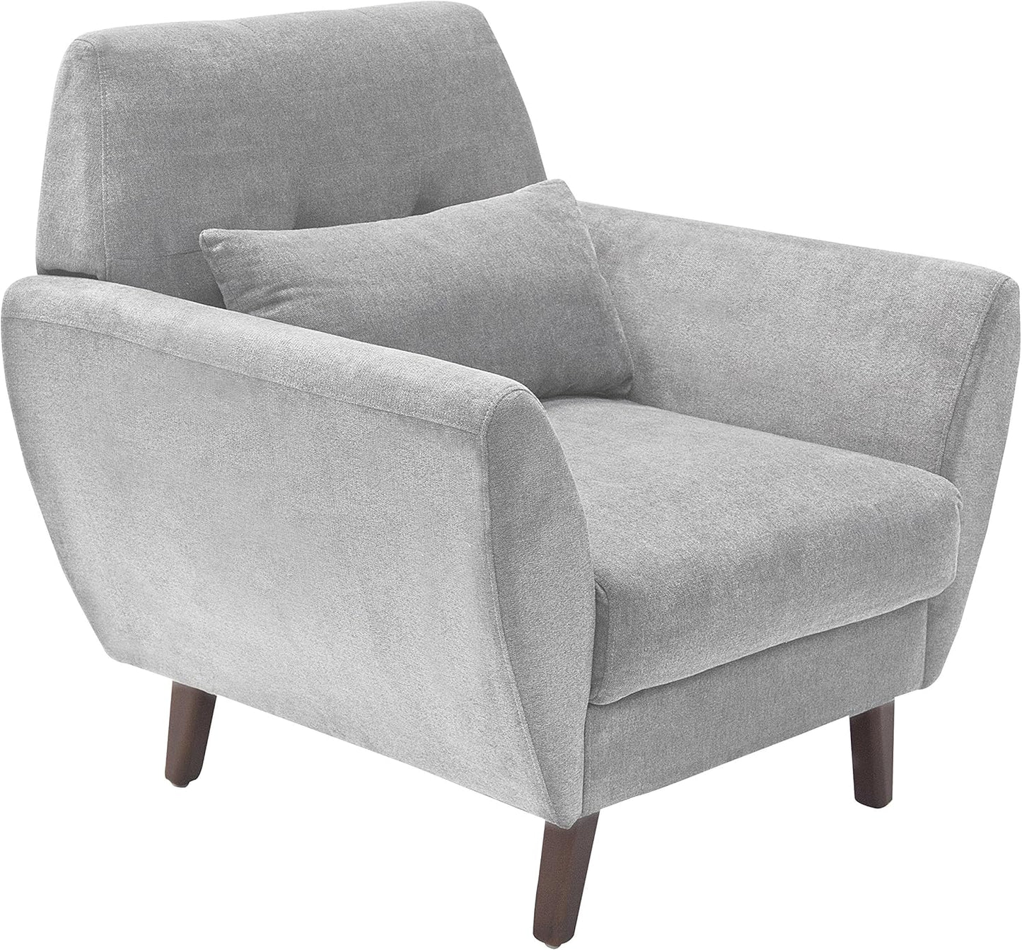 Serta Artesia Midcentury Modern Armchair, Easy to Clean, Microfiber Fabric, Durable Hardwood Construction, Ships in One Convenient Box, Arm Chair, Light Gray