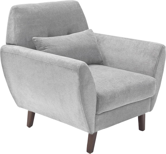 Serta Artesia Midcentury Modern Armchair, Easy to Clean, Microfiber Fabric, Durable Hardwood Construction, Ships in One Convenient Box, Arm Chair, Light Gray